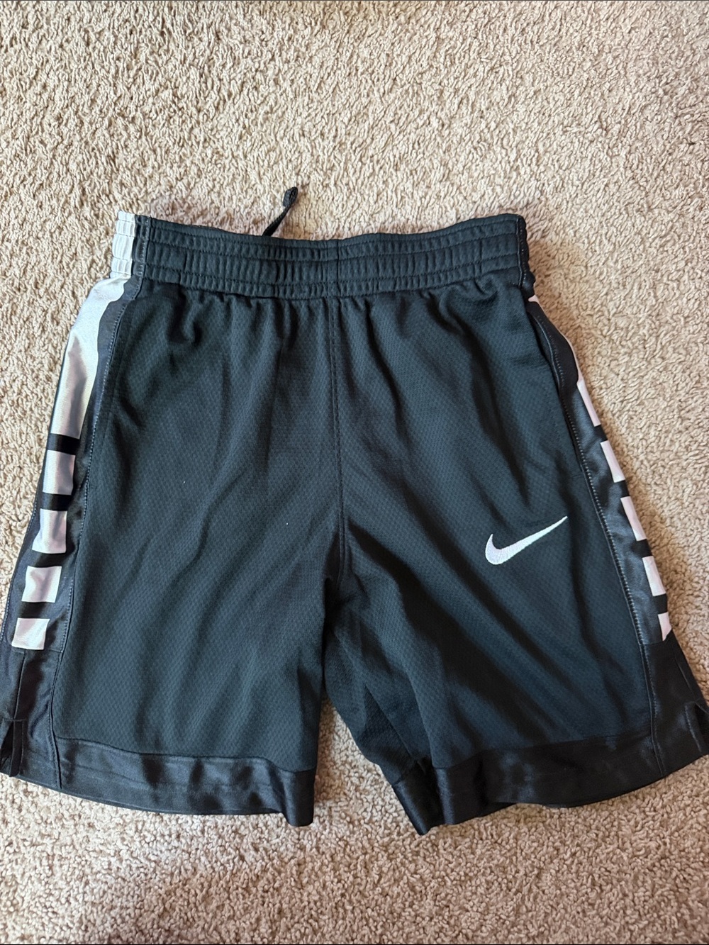Nike Black Shorts with White Swoosh and Side Accents